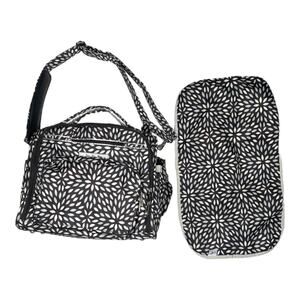 JuJuBe BFF Convertible Diaper Bag Backpack Set Platinum Petals Geometric